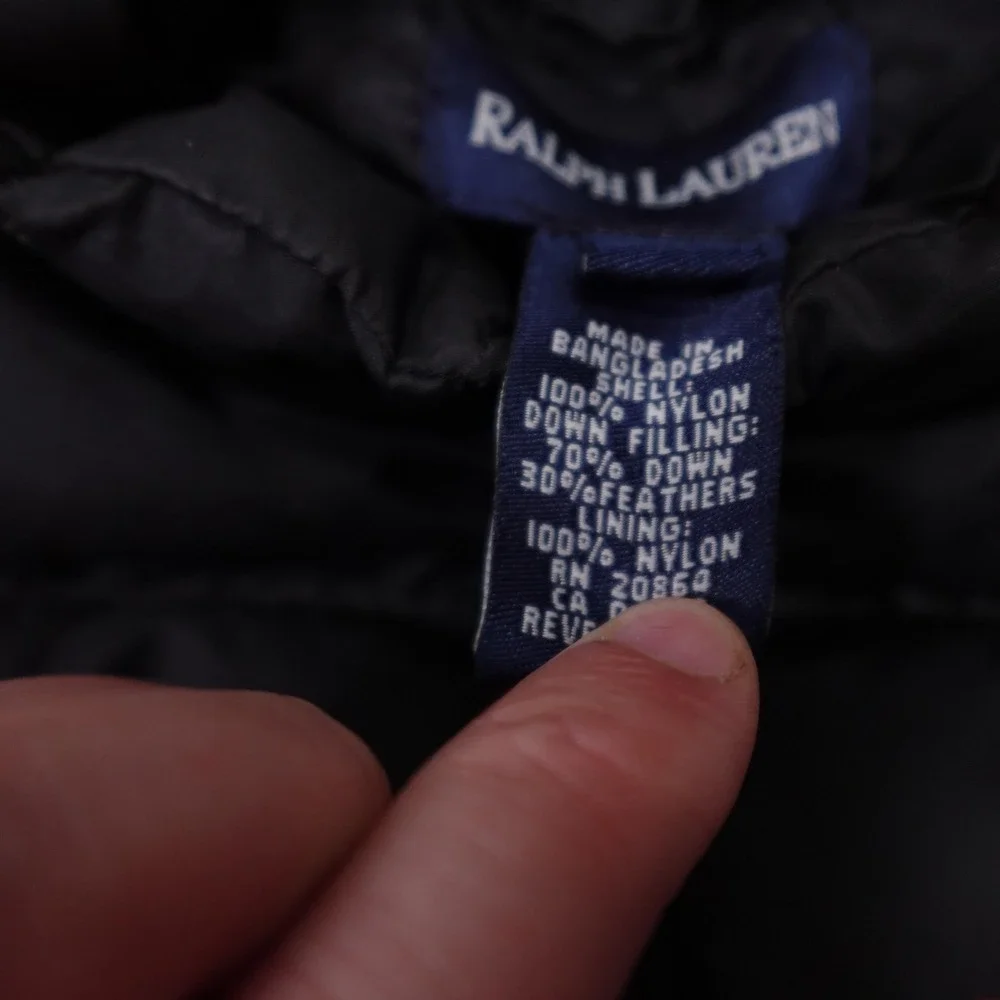 Ralph Lauren Vest Kids Small Black Down Puffer Quilted Zip‎ Nylon Winter